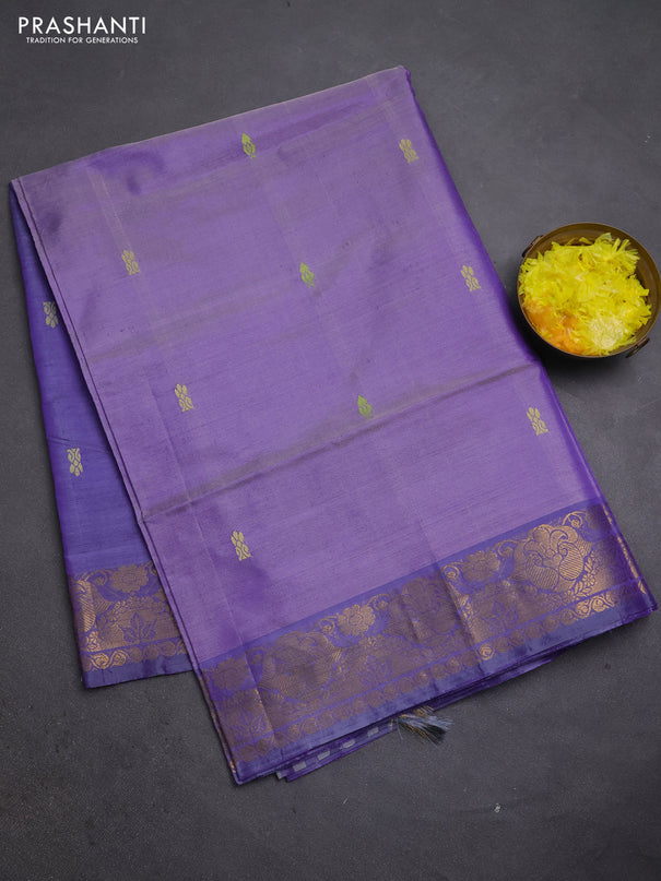 Banana pith saree lavender and dual shade of purple with thread woven buttas and zari woven buttas