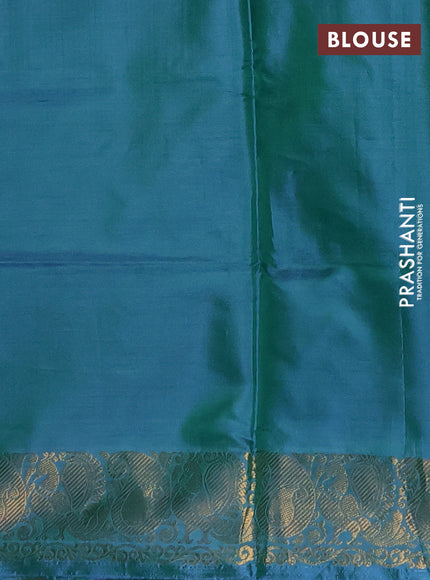 Banana pith saree pastel green and peacock green with thread woven buttas and zari woven buttas