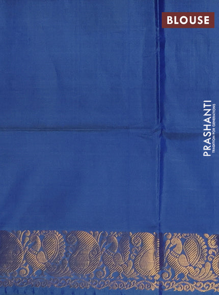 Banana pith saree dual shade of blue and blue with thread woven buttas and zari woven buttas