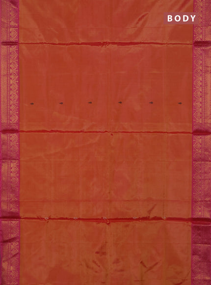 Banana pith saree sunset orange and peach pink with thread woven buttas and zari woven buttas