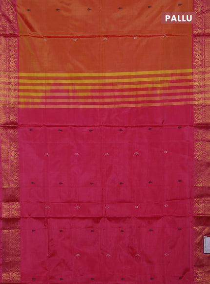 Banana pith saree sunset orange and peach pink with thread woven buttas and zari woven buttas