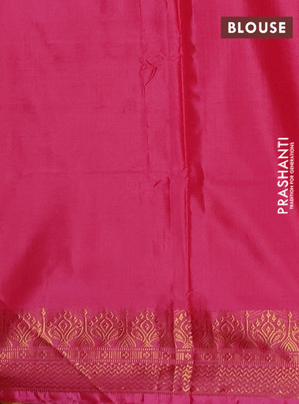 Banana pith saree sunset orange and peach pink with thread woven buttas and zari woven buttas