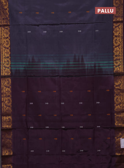 Banana pith saree grey and wine shade with thread woven buttas and zari woven buttas
