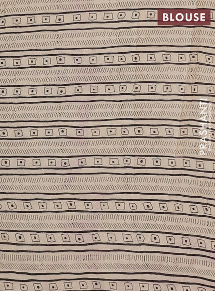 Kalamkari cotton saree yellow and black with allover prints and printed border