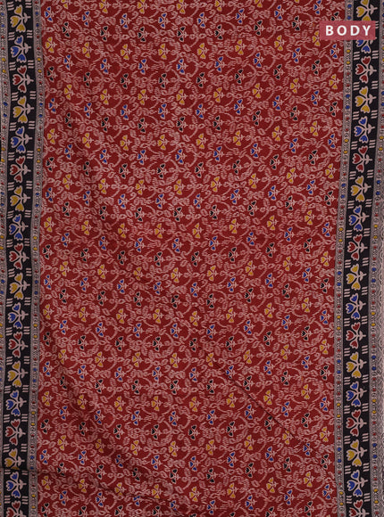 Kalamkari cotton saree maroon and black with allover prints and printed border