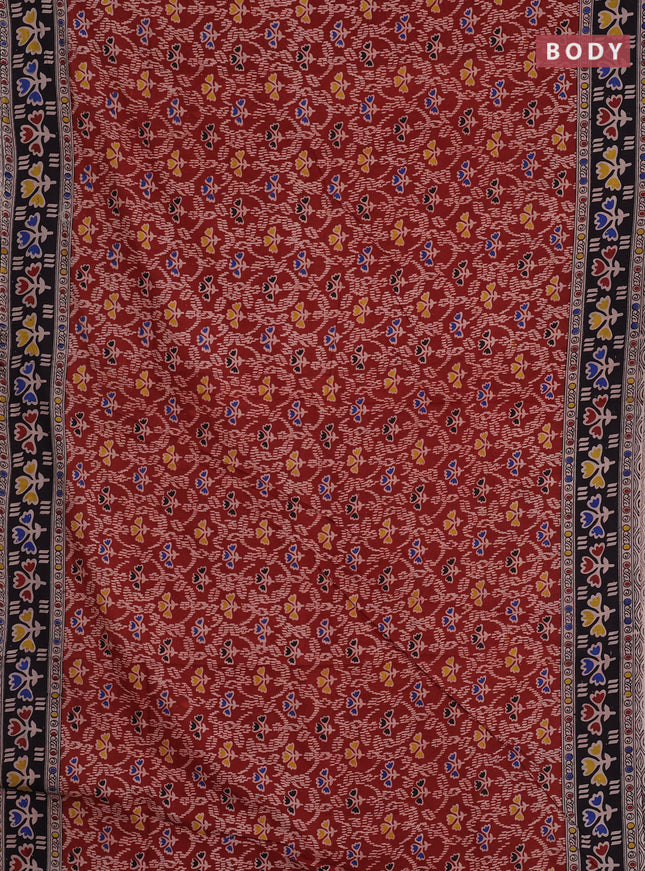 Kalamkari cotton saree maroon and black with allover prints and printed border