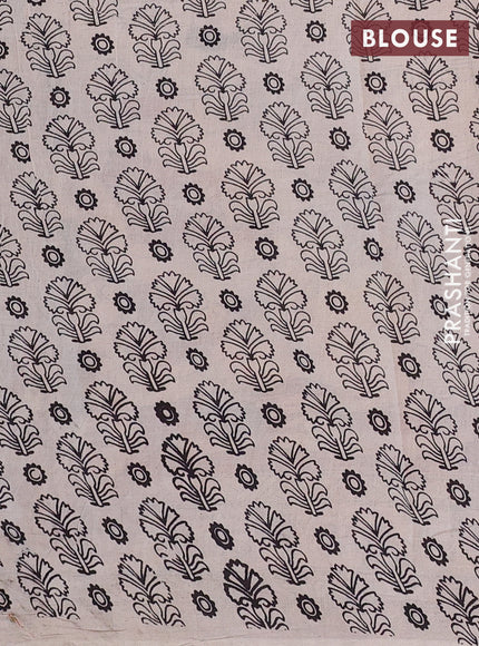 Kalamkari cotton saree black and maroon with allover prints and printed border