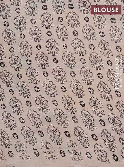 Kalamkari cotton saree green and pink with allover prints and printed border