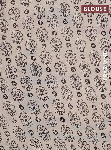 Kalamkari cotton saree wine shade and teal blue with allover prints and printed border