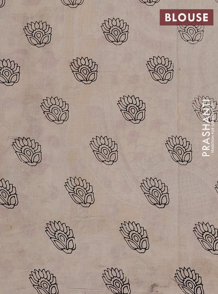 Kalamkari cotton saree yellow and beige with allover prints and printed border