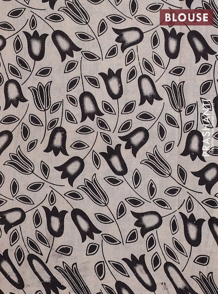Kalamkari cotton saree black and beige with allover prints and printed border