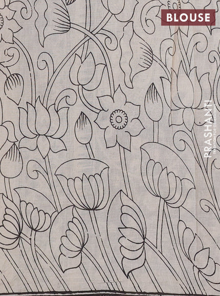 Kalamkari cotton saree black and beige with allover prints and printed border