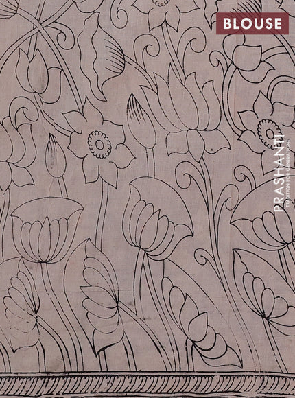 Kalamkari cotton saree maroon and beige with allover prints and printed border