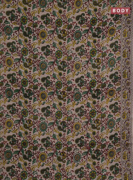 Kalamkari cotton saree beige with allover prints and printed border