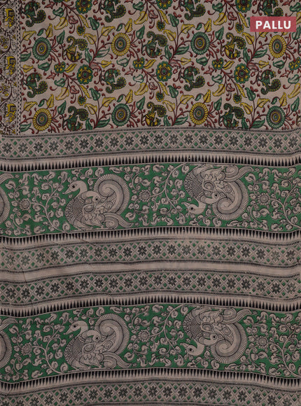 Kalamkari cotton saree beige with allover prints and printed border