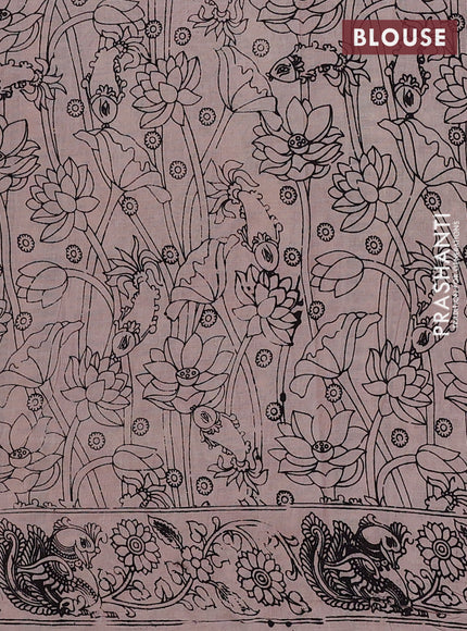 Kalamkari cotton saree maroon and beige with allover prints and printed border