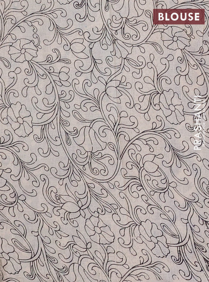 Kalamkari cotton saree blue and grey with allover prints and printed border