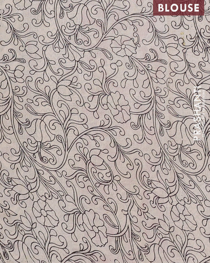 Kalamkari cotton saree light green and maroon with allover prints and printed border