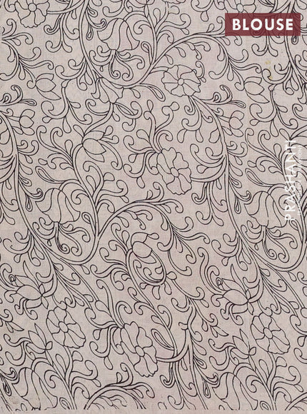 Kalamkari cotton saree light green and maroon with allover prints and printed border
