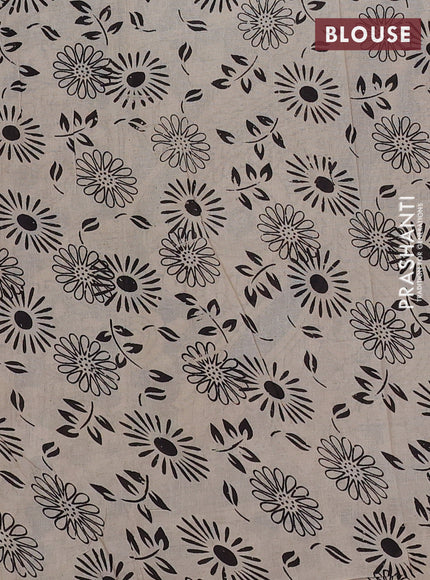 Kalamkari cotton saree blue and grey with allover prints and printed border