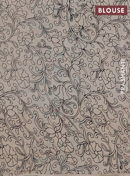 Kalamkari cotton saree maroon and green with allover pichwai prints and printed border