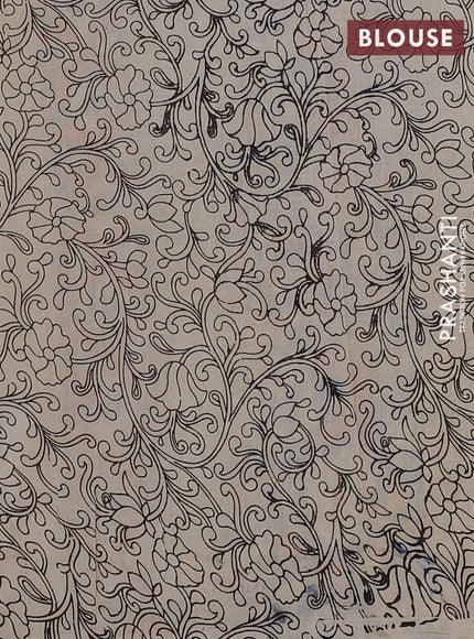 Kalamkari cotton saree light green orange and blue with allover pichwai prints and printed border