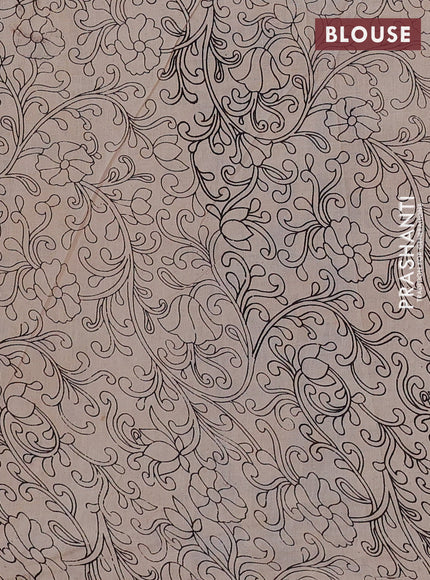 Kalamkari cotton saree maroon and blue with allover pichwai prints and printed border