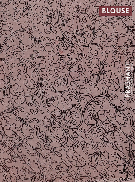 Kalamkari cotton saree maroon and beige with allover prints and long printed border