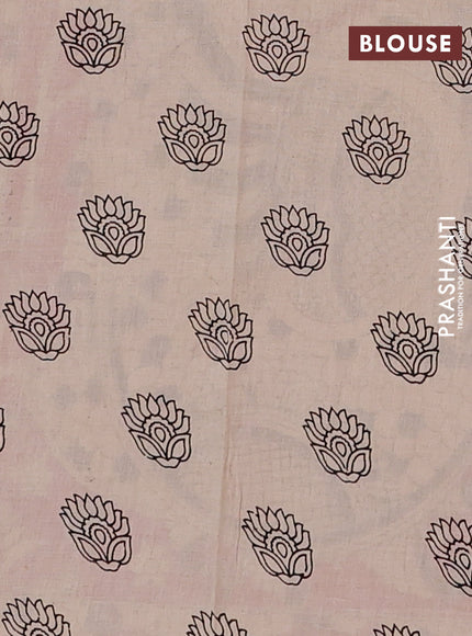 Kalamkari cotton saree coffee brown and beige with allover prints and butta printed border