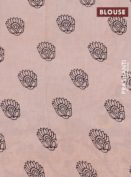Kalamkari cotton saree maroon and beige with allover prints and butta printed border