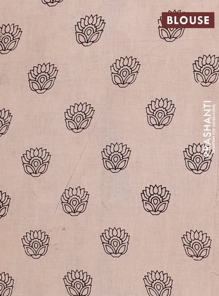 Kalamkari cotton saree blue and beige with allover prints and butta printed border