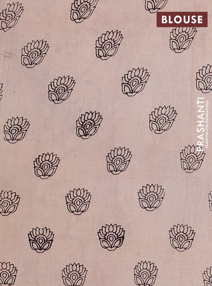 Kalamkari cotton saree black and beige with allover prints and butta printed border