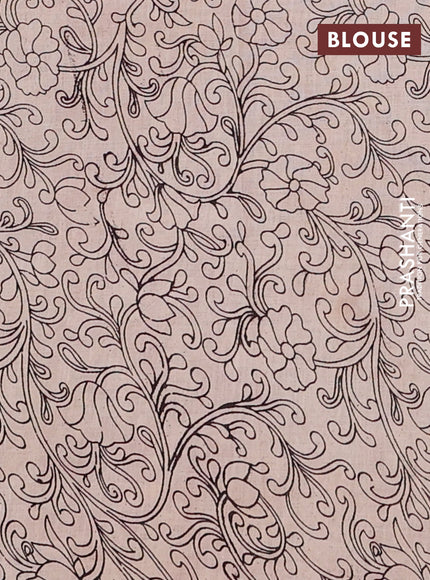 Kalamkari cotton saree black and brown with allover prints and butta printed border