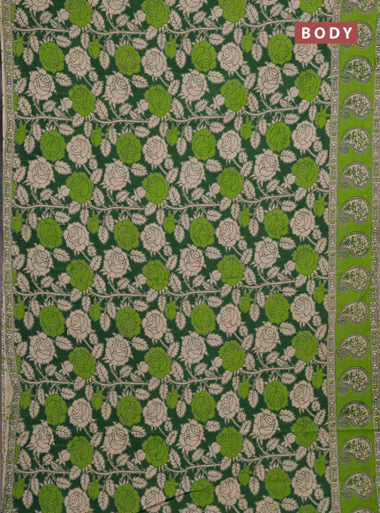 Kalamkari cotton saree green and light green with allover prints and butta printed border