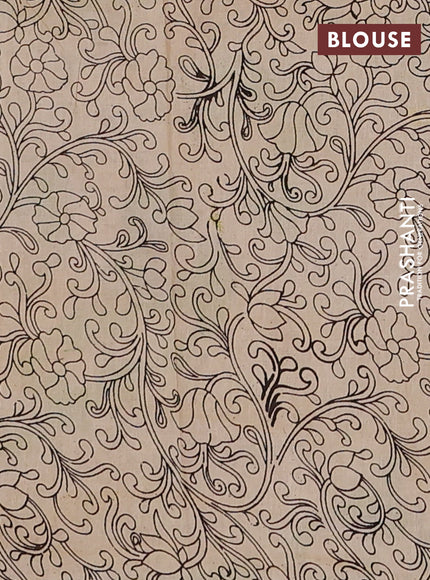 Kalamkari cotton saree green and light green with allover prints and butta printed border