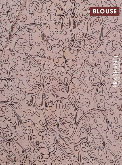 Kalamkari cotton saree maroon and yellow with allover prints and butta printed border