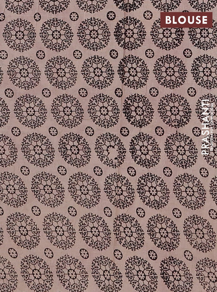 Kalamkari cotton saree black and brown with allover prints and printed border