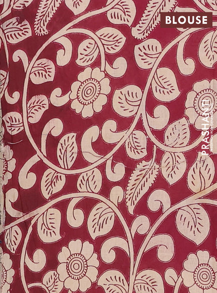 Kalamkari cotton saree beige and wine with allover prints and pichwai printed border