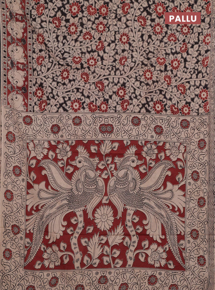 Kalamkari cotton saree coffee brown and brown shade with allover prints and pichwai printed border