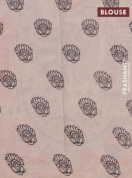 Kalamkari cotton saree lavender and orange with allover prints and printed border