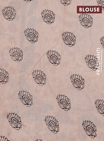 Kalamkari cotton saree rust and beige with allover prints and printed border