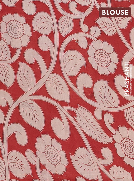 Kalamkari cotton saree black and brown with allover prints and printed border