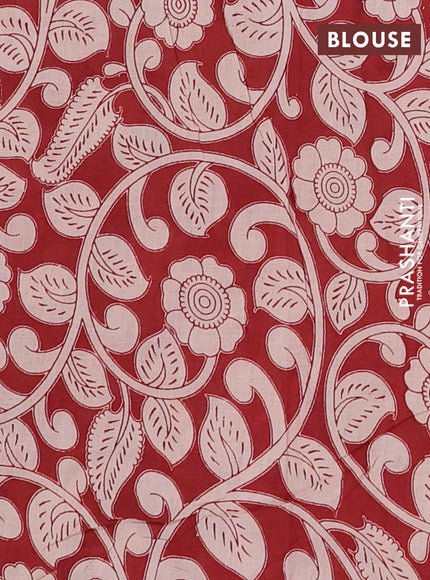 Kalamkari cotton saree beige and maroon with allover prints and printed border
