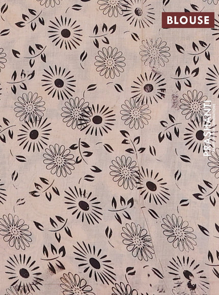 Kalamkari cotton saree beige and black with allover butta prints and long printed border