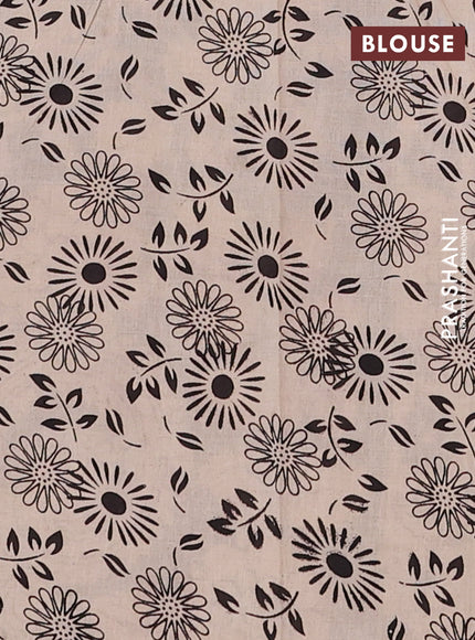 Kalamkari cotton saree black and beige with allover prints and printed border
