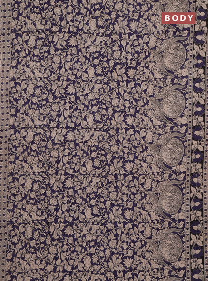 Kalamkari cotton saree violet and black with allover prints and printed border