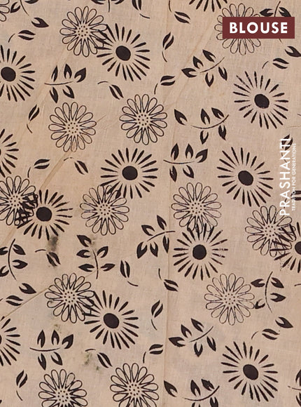 Kalamkari cotton saree yellow and brown with allover prints and long printed border