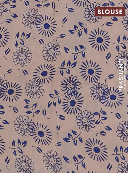 Kalamkari cotton saree deep wine and blue with allover prints and long printed border