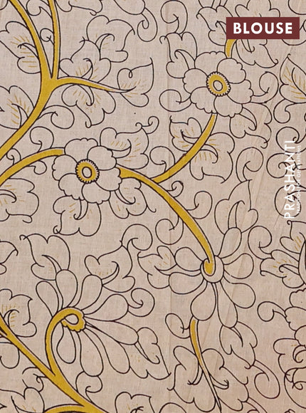 Kalamkari cotton saree violet and beige with allover prints and printed border