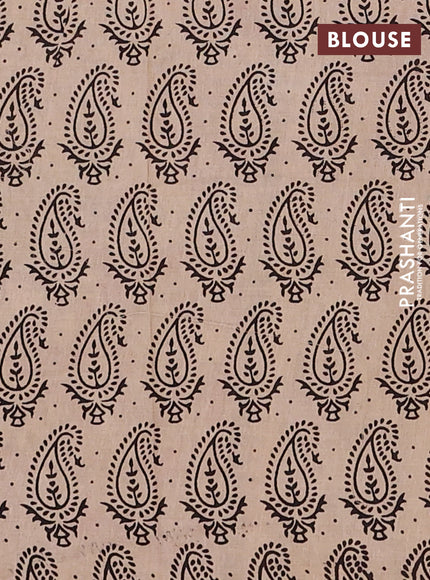 Kalamkari cotton saree beige and pink with allover pichwai prints and printed border